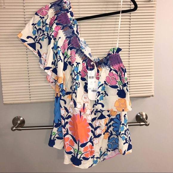HP!! ๐ NWT Plenty by Tracy Reese Anthropologie Ruffle 1-Shoulder Floral Top 1X - Picture 6 of 10